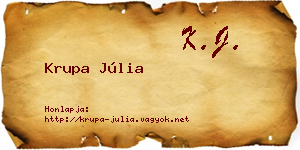 Krupa Júlia névjegykártya